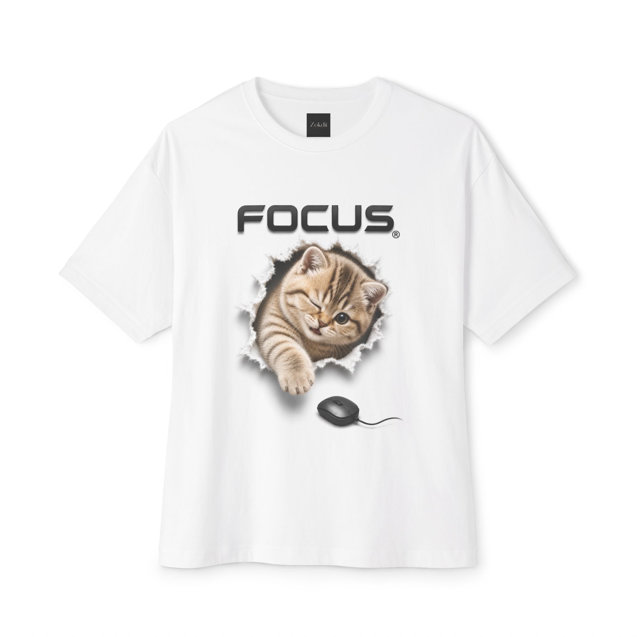 Focus Kitten T-Shirt — Cute Cat Peeking Graphic Tee