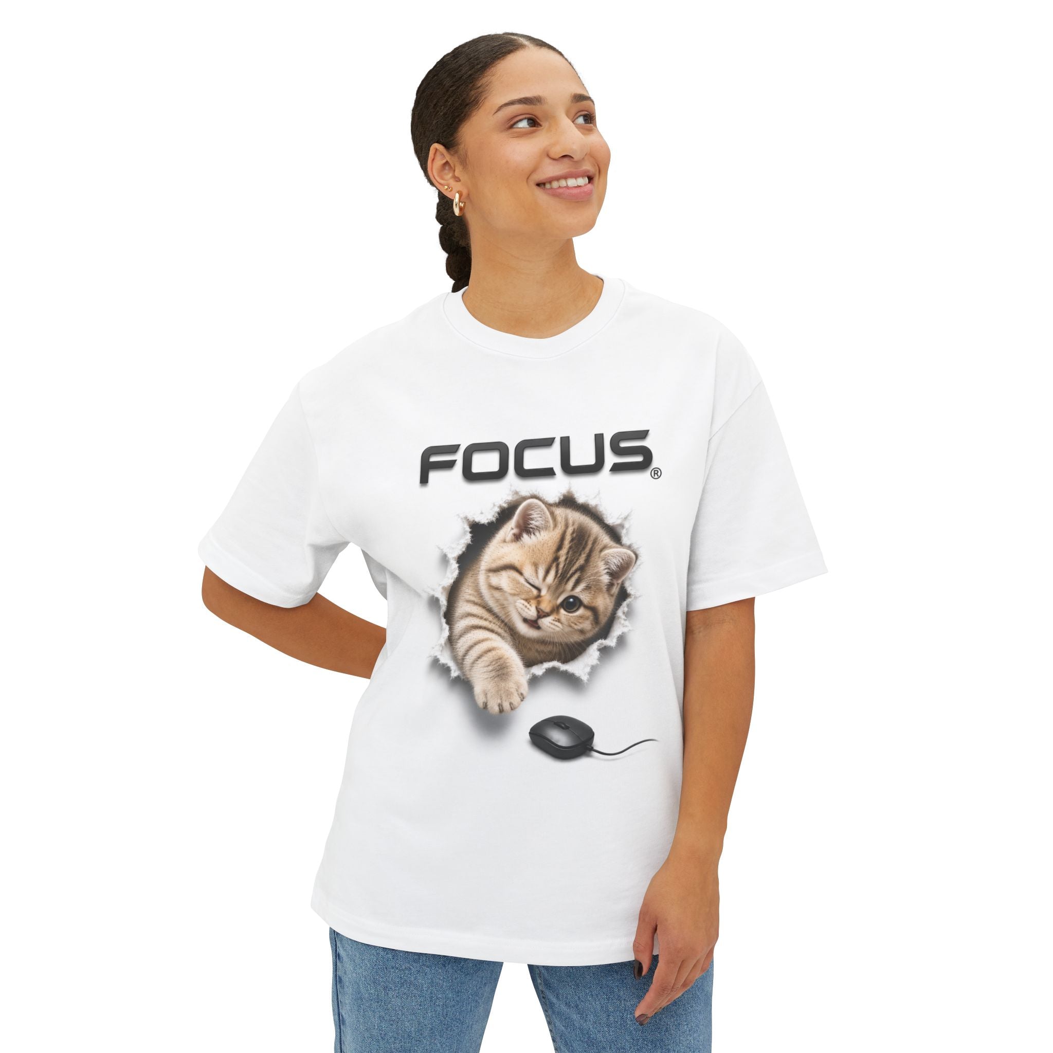 Focus Kitten T-Shirt — Cute Cat Peeking Graphic Tee
